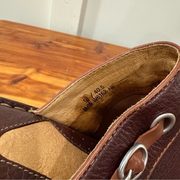 NWT Born Corii Cedar Brown Leather Wedge Clogs Mules - Picture 7 of 7